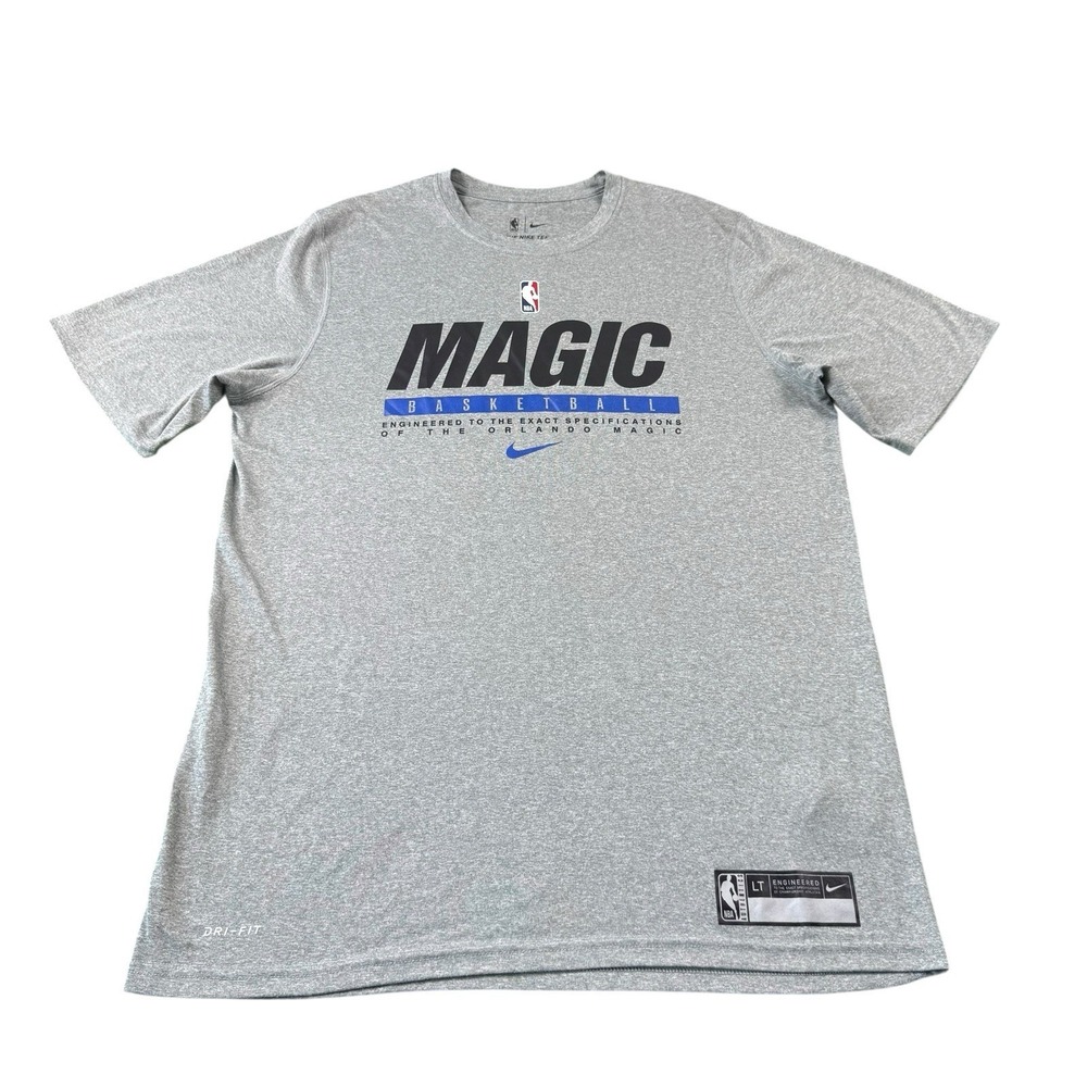Nike Orlando Magic Engineered Mens Spellout Performance T Shirt Gray L Tall